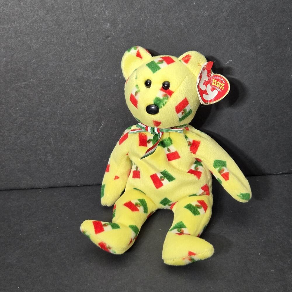 Ty Beanie 2003 PINATA CINCO DE MAYO Mexico Bear Mexican Flag on Nose COLLECTIBLE